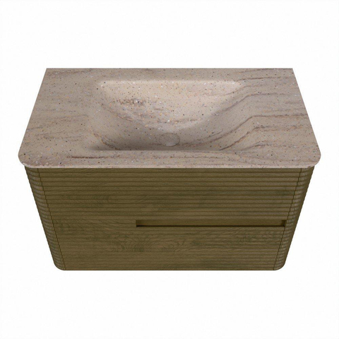 Mondiaz CIRO-DLUX Meuble de salle de bains - 80x45x50cm - Plan vasque solid surface Saba - 1 vasque centrale - 1 trou de robinet - 2 tiroirs - Dusk SW1533321