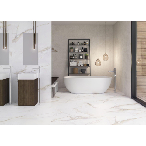 ÉCHANTILLON Terravito Tovaro carreau mural et de sol - 60x120cm - 10mm - Rectangle - rectifié - Aspect pierre naturelle - Blanc mat SW736354