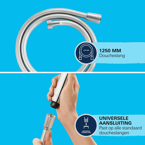 GROHE Vitalio Trigger Ensemble de douchette - 1 type de jet - rond - avec support - flexible lisse - 125cm - chrome SW87130