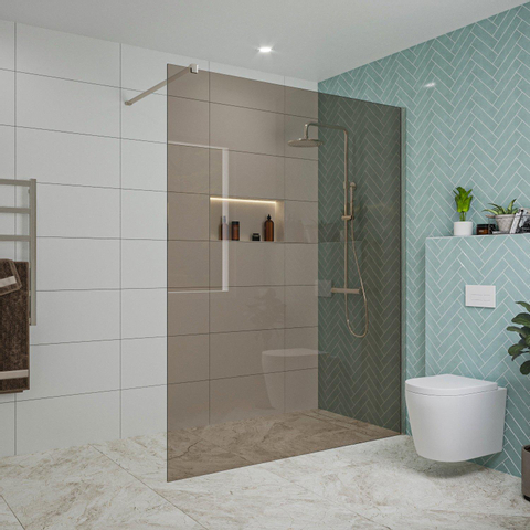 Fortifura Galeria inloopdouche - 160x200cm - rookglas - wandarm - PVD - geborsteld RVS SW876906