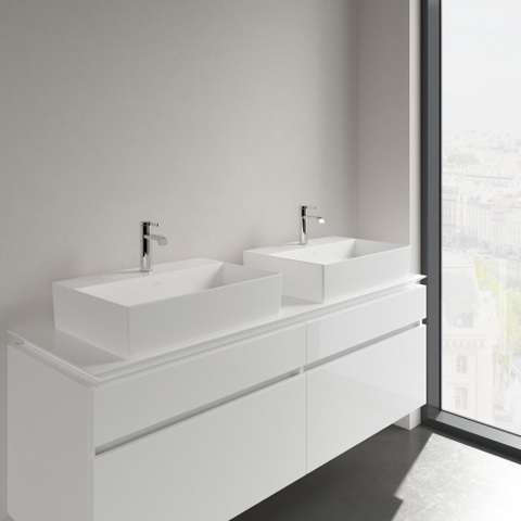 Villeroy & Boch memento 2.0 opzetwastafel - 60x42cm - met 1 kraangat - zonder overloop CeramicPlus - Stone White (mat wit) SW209588