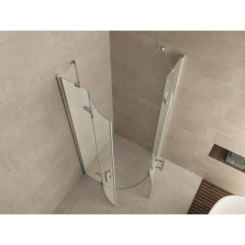 Wiesbaden Double Cabine kwartrond - met 2 draaideuren - 90x90x200cm - 8mm - nano helder glas - chroom SW62383