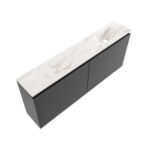 MONDIAZ TURE-DLUX meuble de toilettes 120cm Dark Grey. EDEN lavabo Frappe position à droite. Avec 1 trou de robinet. SW1102742