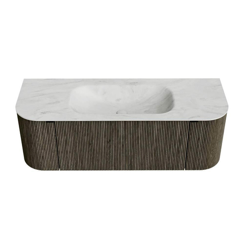 Mondiaz KURVE-DLUX Ensemble de meuble de salle de bains - 130x46x40cm - 1 tiroir - 2 portes - vasque solid surface - centre - 1 trou de robinet - Shadow SW1414043