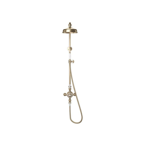 Crosswater Belgravia Douche pluie - ensemble de douche - douchette à main - douche principale de 20 cm - Laiton brossé (or) SW1175907