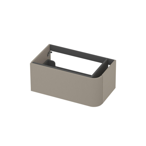 INK Concept R Meuble sous-lavabo - 80x45x35cm - 1 tiroir - poignées rapportées - fraisé - angle arrondi à droite - MDF laqué - crème cotton mat SW1405784