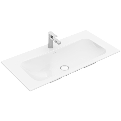 Villeroy & Boch finion meubelwastafel - 1 kraangat - 100x50cm CeramicPlus - zonder overloop - White Alpine (glans wit) SW106528