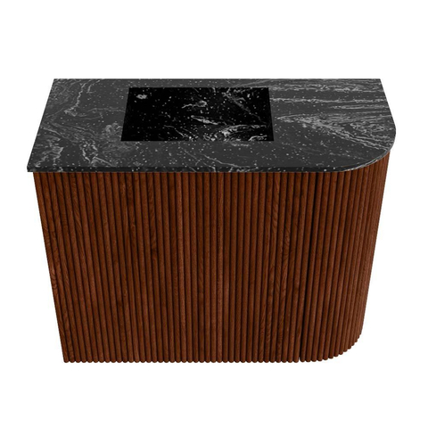 Mondiaz JOYA-DLUX 51.6cm toiletmeubel - ronding rechts kleur Ruby - Wastafel FAYE positie Links Zonder kraangat kleur Lava. SW1423659