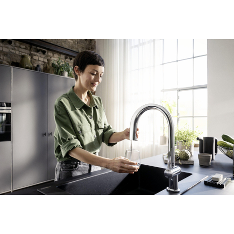 Hansgrohe Aqittura M91 SodaSystem 210, uittrekbare uitloop 1jetsBox, starter set chroom SW1567464