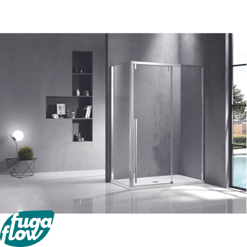 Cabine de douche FugaFlow Efficiente Vetro 160x90cm avec porte coulissante en verre de sécurité 8mm avec anti-calcaire argent poli - SW1125994