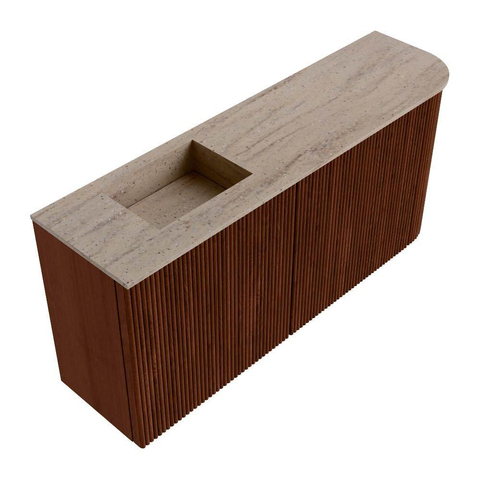 Mondiaz JOYA-DLUX 91.6cm toiletmeubel - ronding rechts kleur Ruby - Wastafel FAYE positie Links Zonder kraangat kleur Saba. SW1425618
