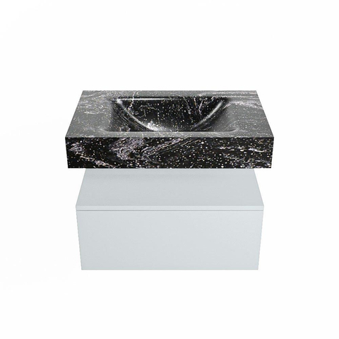 Mondiaz ALAN-DLUX Ensemble de meuble - 70cm - meuble Clay mat - 1 tiroir - Lavabo Cloud Lava suspendu - vasque Centre - 0 trous de robinet SW808743