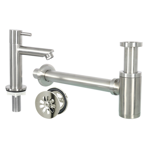Differnz Hura pack lave-mains – 37,5 x 18,5 x 9 cm – céramique blanche – robinet droit chromé mat SW285507