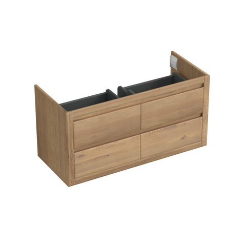 Forzalaqua Gela 2.0 meuble sous-lavabo 120x51x60cm avec 4 tiroirs sans poignées à fermeture douce Chêne massif Oyster SW492296