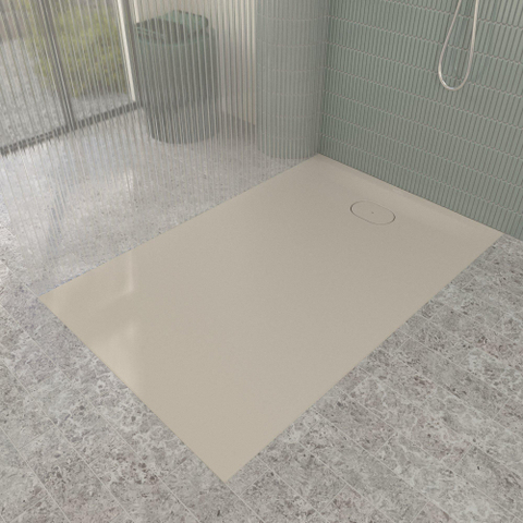 Villeroy & Boch Ecora douchebak - 140x90x3.5cm - afvoer korte zijde - almond (beige) SW1558911