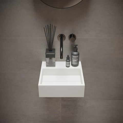 Ideavit Solidcube fontein - 30x30x10cm - vierkant - zonder kraangat - zonder waste - mat wit SW85922