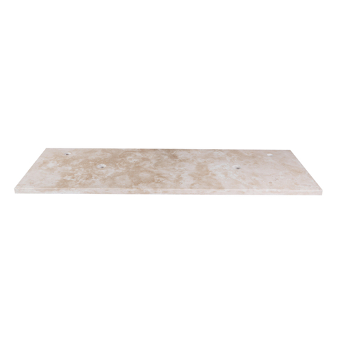 Saniclass Travertine plan sous vasque - 140x46cm - 2 trous de robinet - 2 découpes pour siphon - pierre naturelle marbrée SW1242434