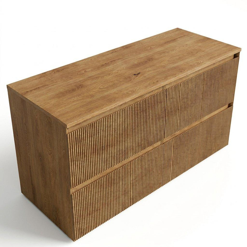 Saniclass Holz Atelier Ensemble de meubles de salle de bains - 120x45x62cm - plan de travail en bois - sans trou de robinetterie - 2 tiroirs - chêne natural mat (bois) SW1436741