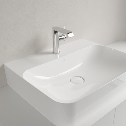 Villeroy & Boch Finion lavabo - dessous meulé 1 trou de robinet 60x47cm - ceramic+ avec trop-plein dissimulé blanc SW106476