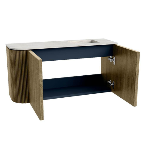 Mondiaz JOYA-DLUX 81.6cm toiletmeubel - ronding links kleur Dusk - Wastafel FAYE positie Rechts 1 kraangat kleur Ostra. SW1423406