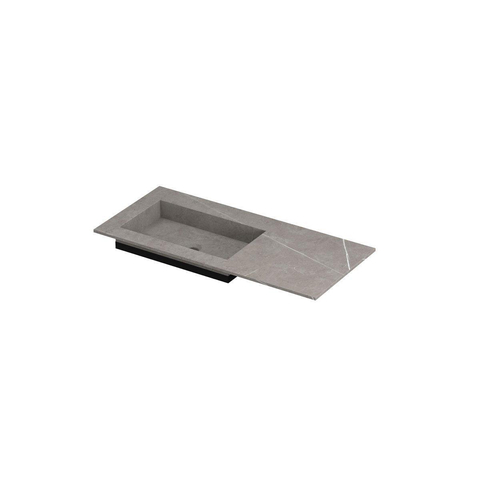 INK Post lavabo - 100x45x1cm - 1 vasque à gauche - 0 trous de robinetterie - céramique Armani gris mat SW693266