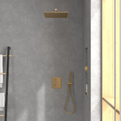Villeroy & Boch Universal Showers regendouche - 35x35cm hoekig - Brushed Gold (goud) SW974340
