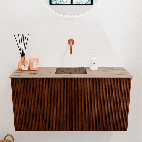 Mondiaz JOYA-DLUX Meuble de toilette 80cm - couleur Ruby - Vasque FAYE position Milieu Sans trou de robinet couleur Arena SW1425267