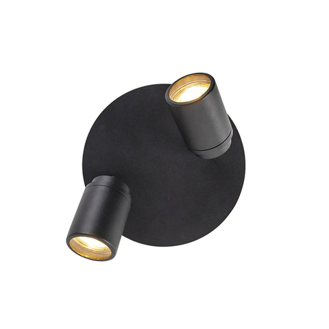 QAZQA Ducha plafonnier de salle de bains - 20x20cm - 2 spots - IP44 - noir mat SW1187201