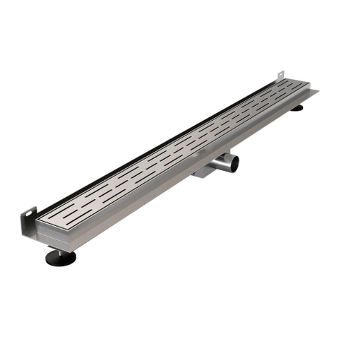 BRAUER Caniveau de douche - cadre d'étanchéité - 100x7x6.7cm - à fond creux - sortie latérale - inox SW6707