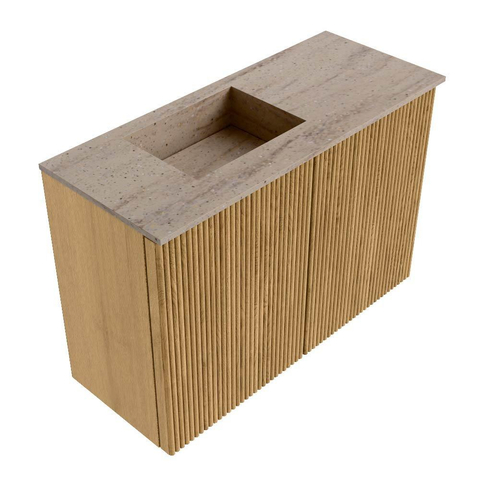 Mondiaz JOYA-DLUX 60cm toiletmeubel - kleur Oak - Wastafel FAYE positie Links 1 kraangat kleur Saba. SW1424161