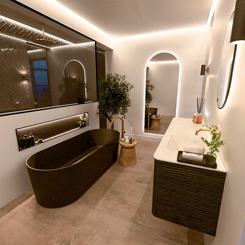 Mondiaz CIRO-DLUX Ensemble de meubles de salle de bains - 170x45x50cm - plan vasque Solid surface Opalo - 1 vasque à droite - sans trous de robinet - 4 tiroirs - Shadow SW1532436