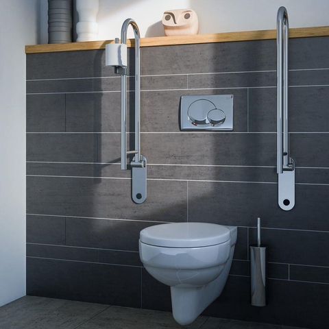 Geesa Comfort & Safety Porte-rouleau de papier toilette pour barre d'appui relevable Chrome SW98297