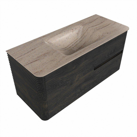 Mondiaz CIRO-DLUX Badkamermeubelset - 110x45x50cm - Solid surface wastafel Saba - 1 wasbak Midden - zonder kraangaten - 2 lades - Shadow SW1532697