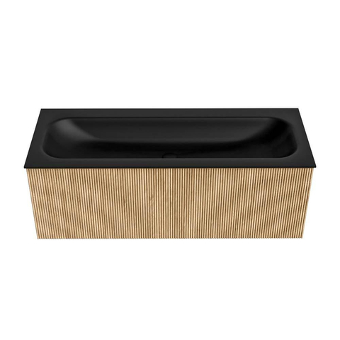 MONDIAZ KURVE Meuble de salle de bains 120 cm couleur Oak avec 1 tiroir. Lavabo BIG LARGE central sans trou de robinet Urban. SW1138385