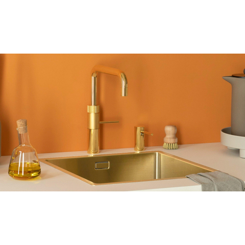 Quooker BE Fusion Square kokendwaterkraan - draaibare uitloop - Combi reservoir - Warm / kokend water - Verguld glans SW795596