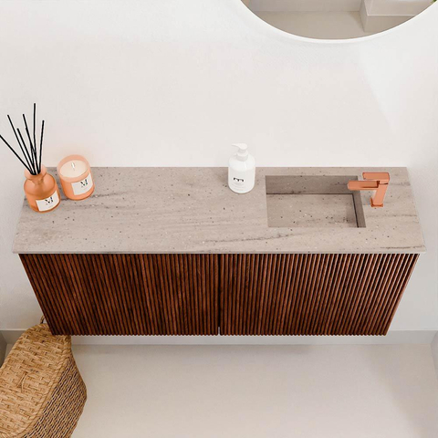 Mondiaz JOYA-DLUX 90cm toiletmeubel - kleur Ruby - Wastafel FAYE positie Rechts 1 kraangat kleur Saba. SW1425596