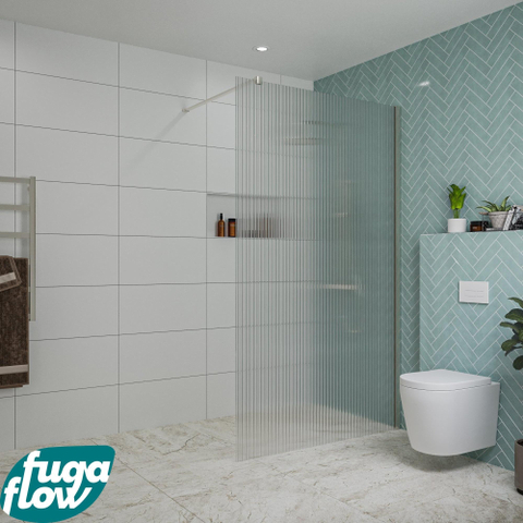 FugaFlow Eccelente Vetro Douche à l'italienne - 120x200cm - verre nervuré - Inox brossé SW1124688