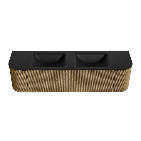 Mondiaz KURVE Badkamermeubelset - 170x46x40cm - 1 lade - 2 deuren - wastafel solid surface - dubbel - zonder kraangat - Dusk SW1414832