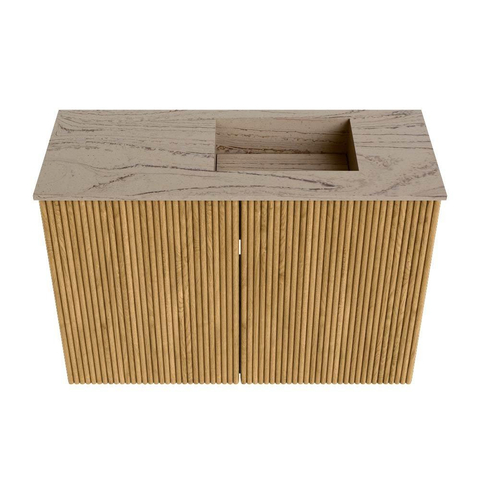 Mondiaz JOYA-DLUX 60cm toiletmeubel - kleur Oak - Wastafel FAYE positie Rechts 1 kraangat kleur Arena. SW1423852