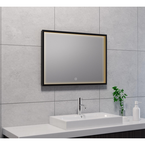 Wiesbaden Avi Spiegel rechthoek - met LED dimbaar en spiegelverwarming - 70x50cm - mat zwart SW373496