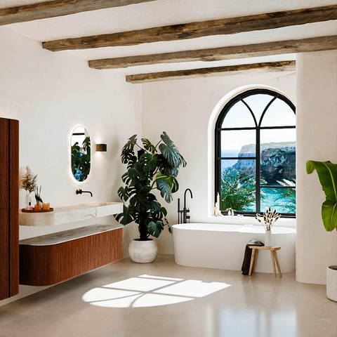 MONDIAZ THOR-DLUX 170cm badmeubel ronding links + rechts kleur Ruby met 1 lade en 2 deuren. Vrijhangende wastafel CLOUD Rechts zonder kraangat kleur Frappe. SW1465455