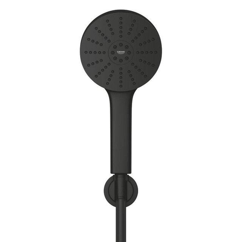 Grohe Precision Feel Thermostatische Badkraan - 31.3cm - Vitalio Joy Badset - ronde handdouche - 3 straalsoorten - met houder - matte black (mat zwart) SW1565454
