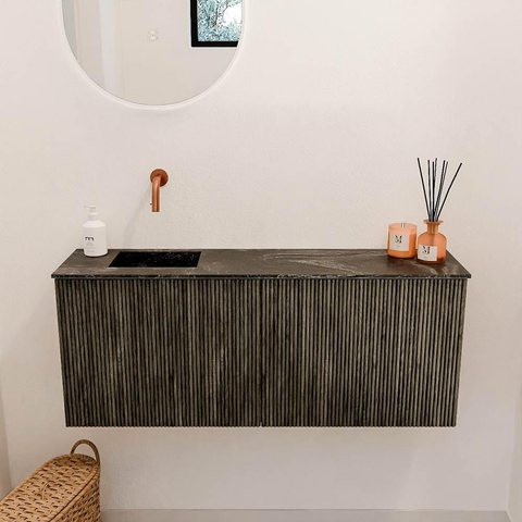 Mondiaz JOYA-DLUX 100cm meuble de toilette - couleur Shadow - Vasque FAYE position Gauche Sans trou de robinet couleur Lava SW1422840