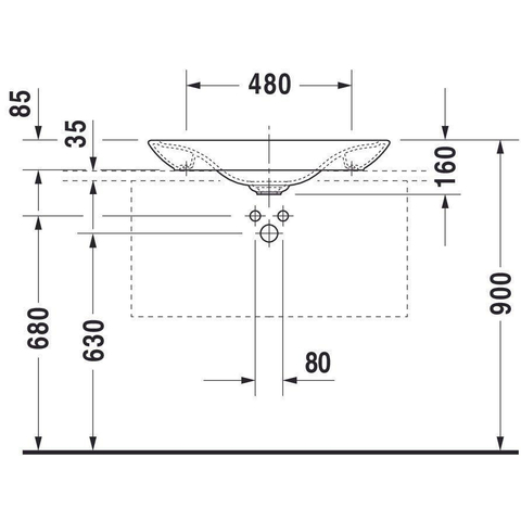 Duravit PuraVida Opbouwwastafel - met bevestiging en afvoer - inclusief keramische afdekkap - 70x42cm - glans wit 0293121