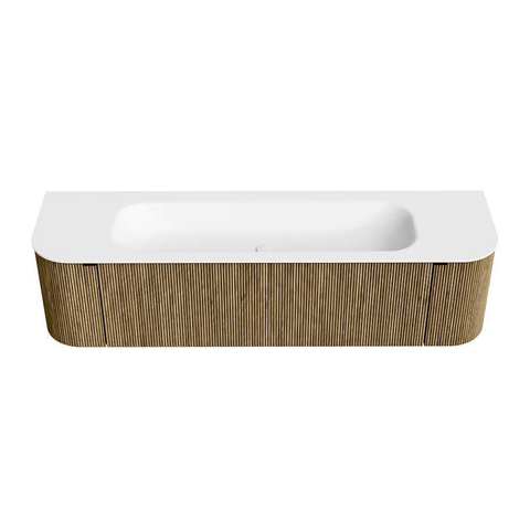 Mondiaz KURVE Badkamermeubelset - 170x46x40cm - 1 lade - 2 deuren - wastafel solid surface - midden - 2 kraangaten - Dusk SW1414797
