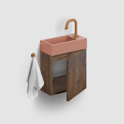 Clou Flush 3 lave-mains 36x18cm avec trou de robinet à droite céramique rose mat SW795717
