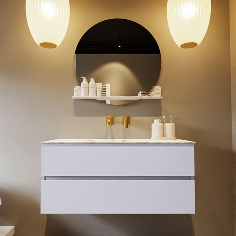 MONDIAZ VICA-DLUX Ensemble meuble de salle de bains - 110cm - meuble bas cale - 2 tiroirs - lavabo encastré cloud centré - sans trous de robinet - version haute 60cm - glace SW1088295