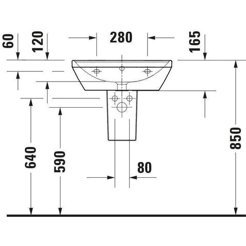 Duravit D-neo Wastafel - 55x44cm - zonder kraangat - met overloop - wit SW640459