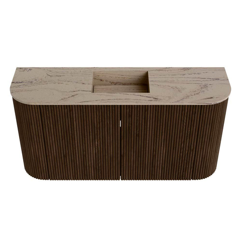 Mondiaz JOYA-DLUX 83.2cm meuble de salle de bains WC - arrondis gauche et droite couleur Noyer - Vasque FAYE position Milieu Sans trou de robinet couleur Arena SW1424388