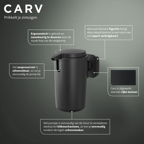 Tiger Carv Zeepdispenser - 175ml - wandmodel - zwart SW771753